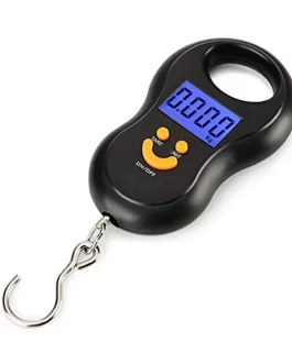 Báscula colgante electrónica negra, 50Kg, 10g, LCD, Digital, retroiluminación, pesas de pesca, báscula de bolsillo, báscula de equipaje
